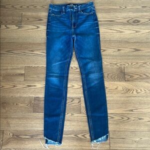 Hollister Blue Skinny Jeans with Distressed Hem